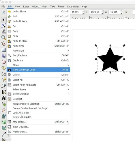 Screenshot of the menu in Inkscape