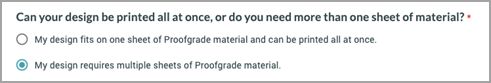Screenshot of form options for submitting a design