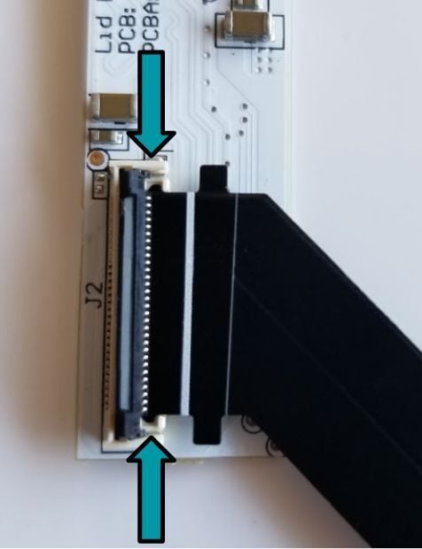 The end of the cable fully inserted into its socket