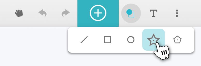A screenshot of using the shape button and selecting the star tool in the Glowforge App