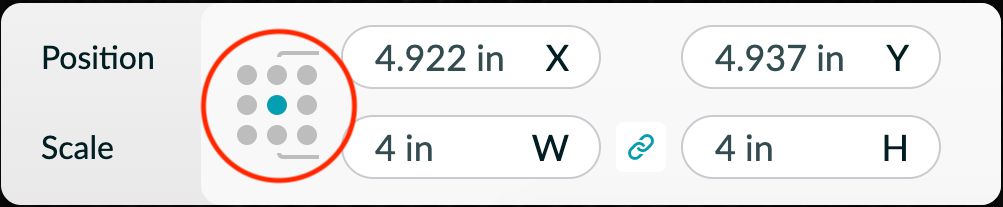 Screenshot of scale and position tool in the Glowforge App