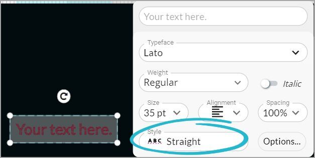 Screenshot showing the style button in the Glowforge App