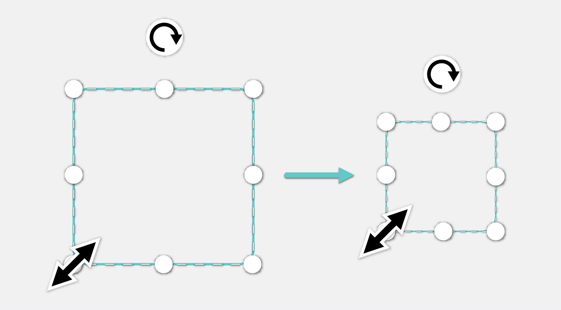 A screenshot of resizing a square in the Glowforge App