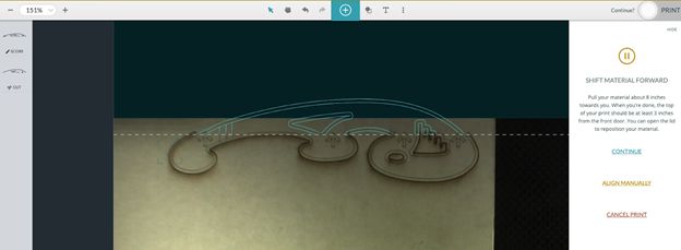 Screenshot of the first portion of the design after being printed.