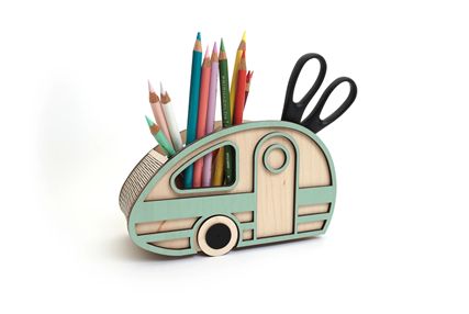 Decorative, lasercut pencil holder