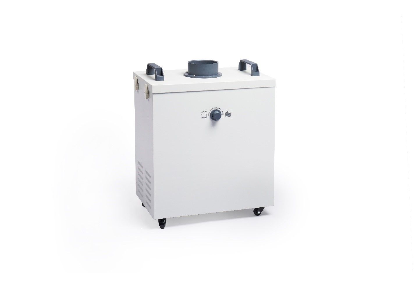 Glowforge Air filter front view, showing dial