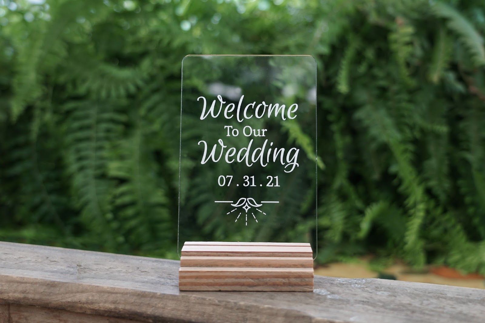 A finished, laser cut & engraved, clear acrylic sign