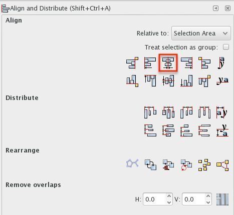 Screenshot of the alignment tool buttons in Inkscape