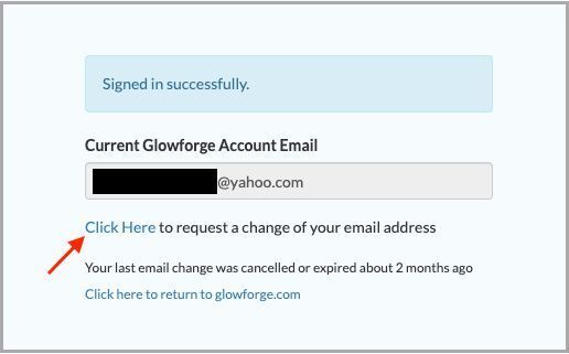 email change request scren