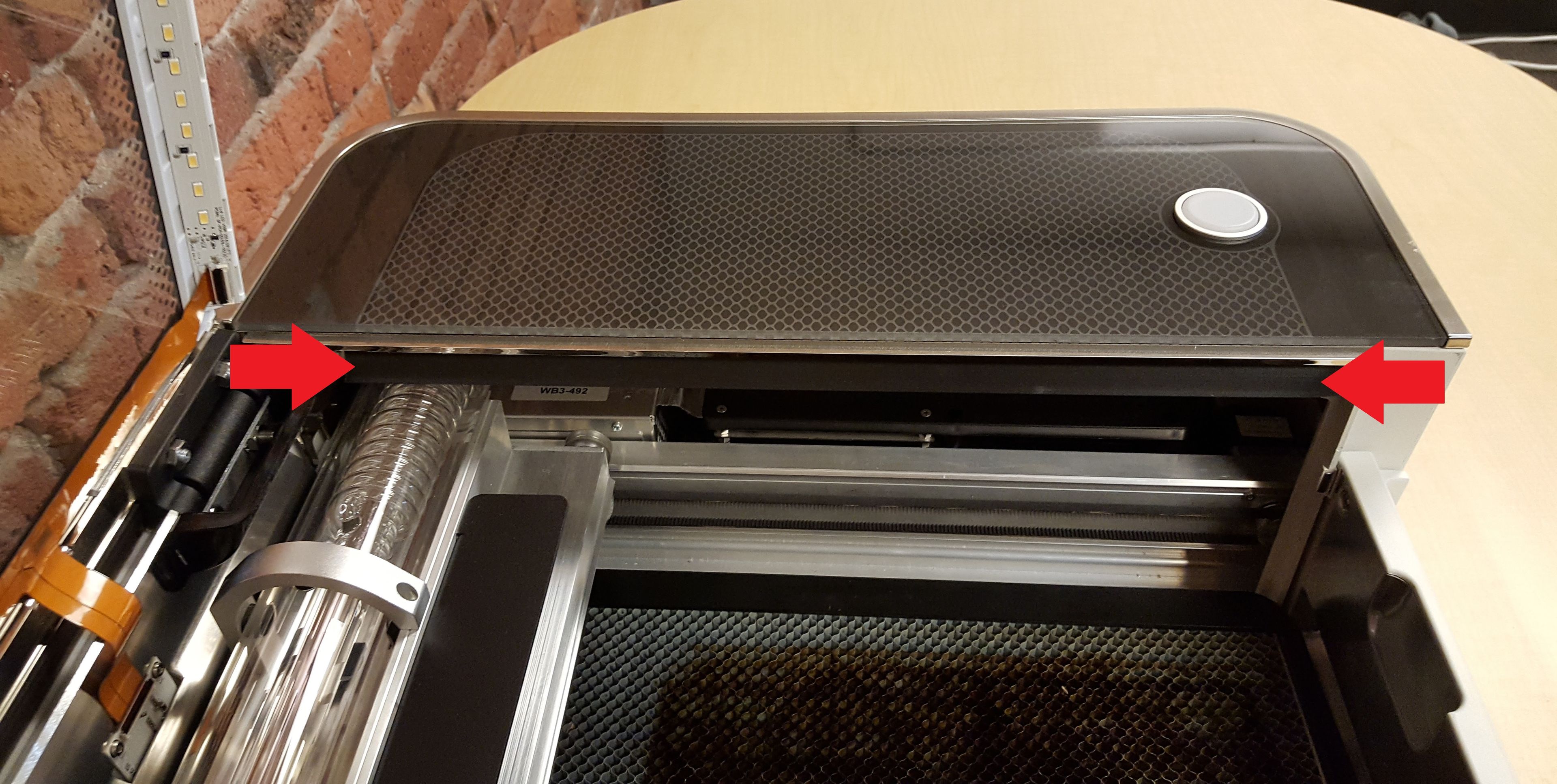 The seal located along the right side of the Glowforge lid