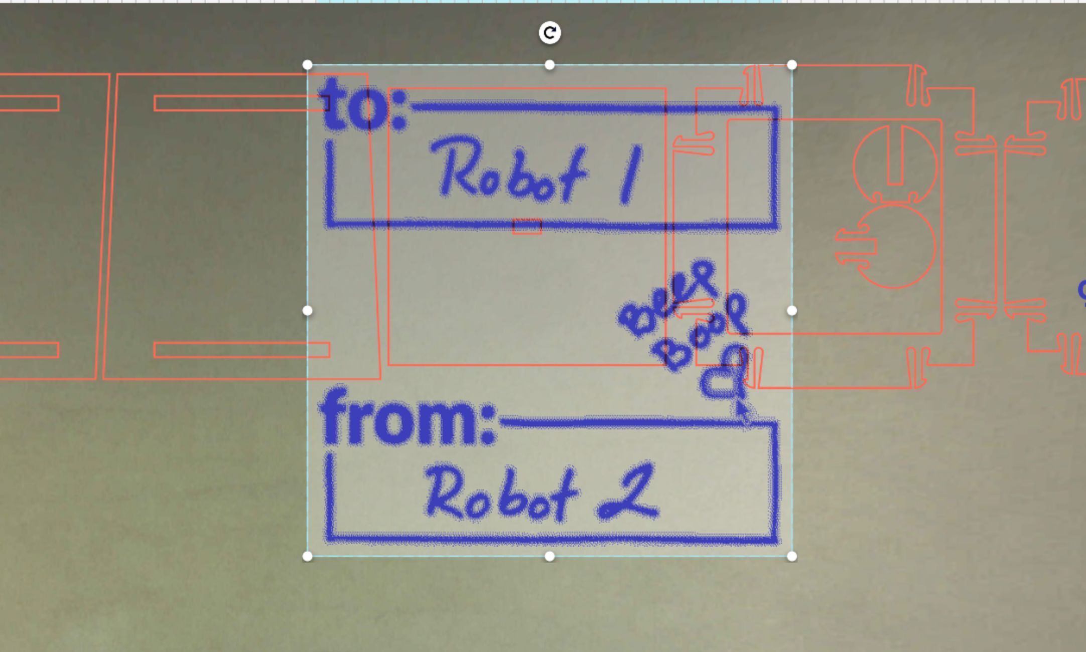 Screenshot of positioning traced artwork to align with pre-made artwork from the Glowforge catalog in the Glowforge App