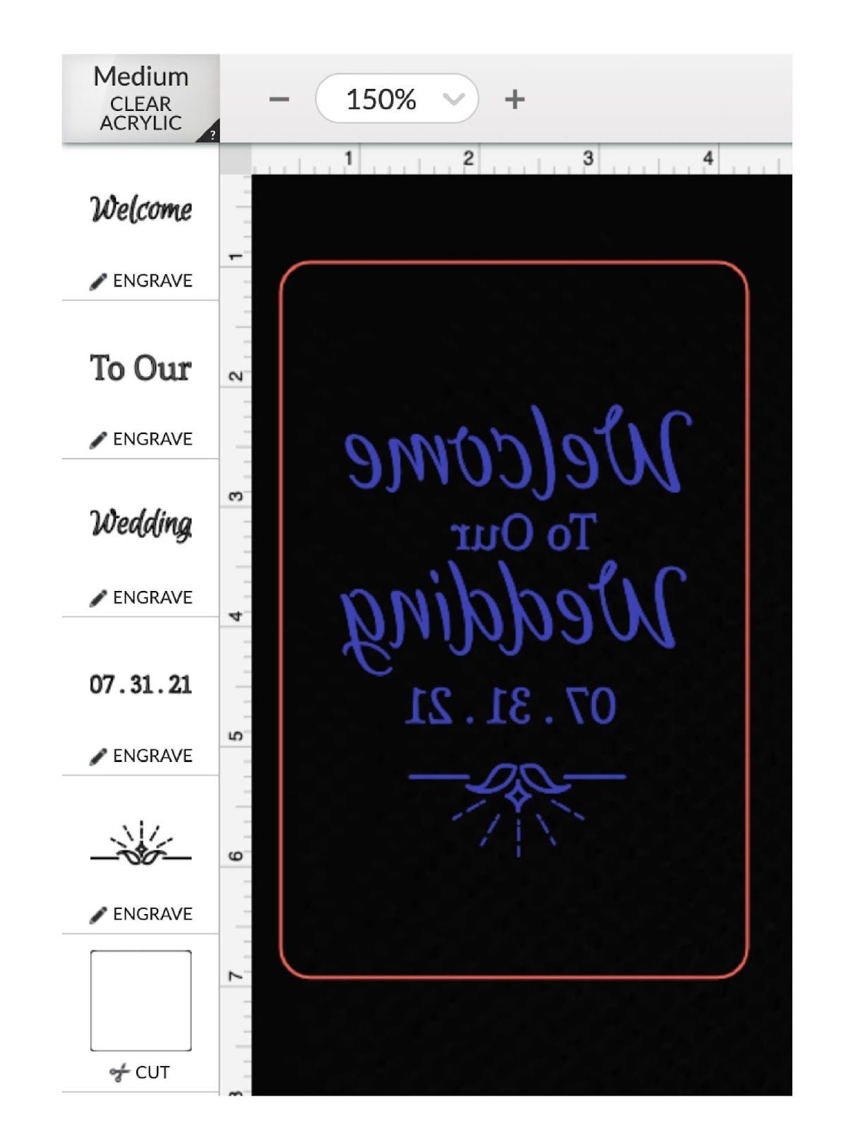 A screenshot of artwork and print settings in the Glowforge App